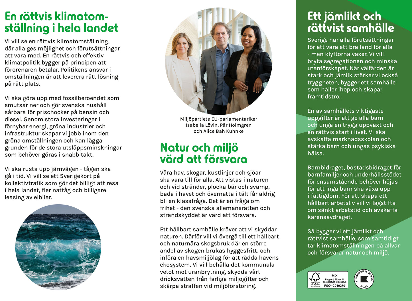 Valfolder - Sverige vinner på grön politik