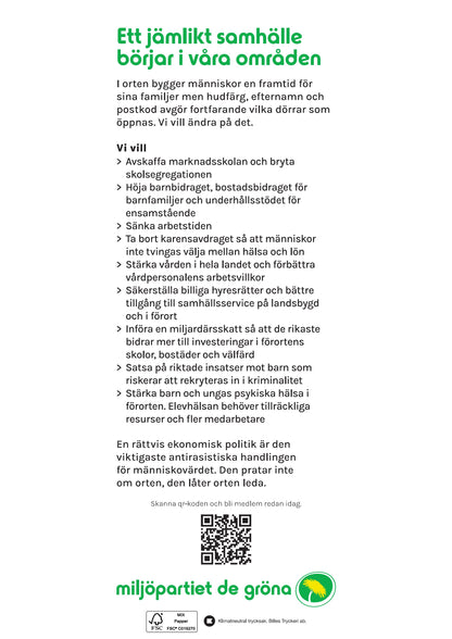Flyer - Rättvisa för förorten