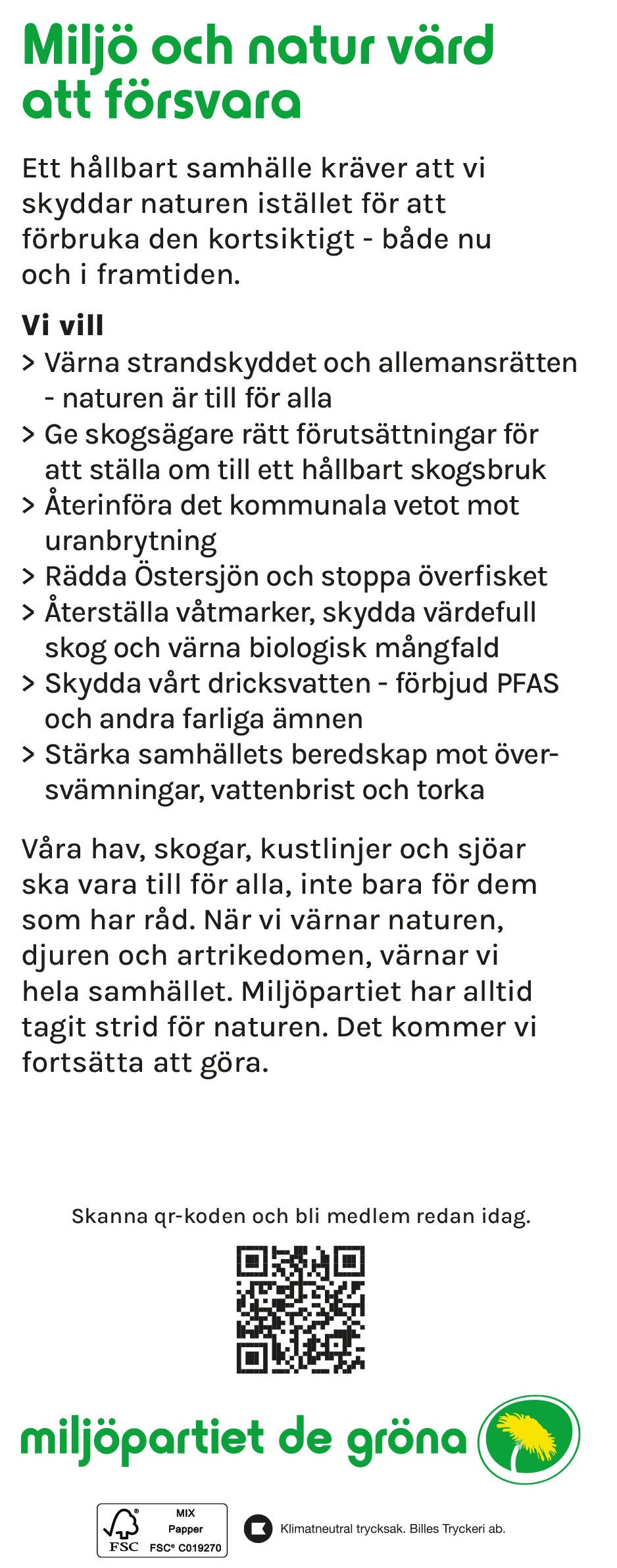 Flyer - Försvaret av naturen och miljön