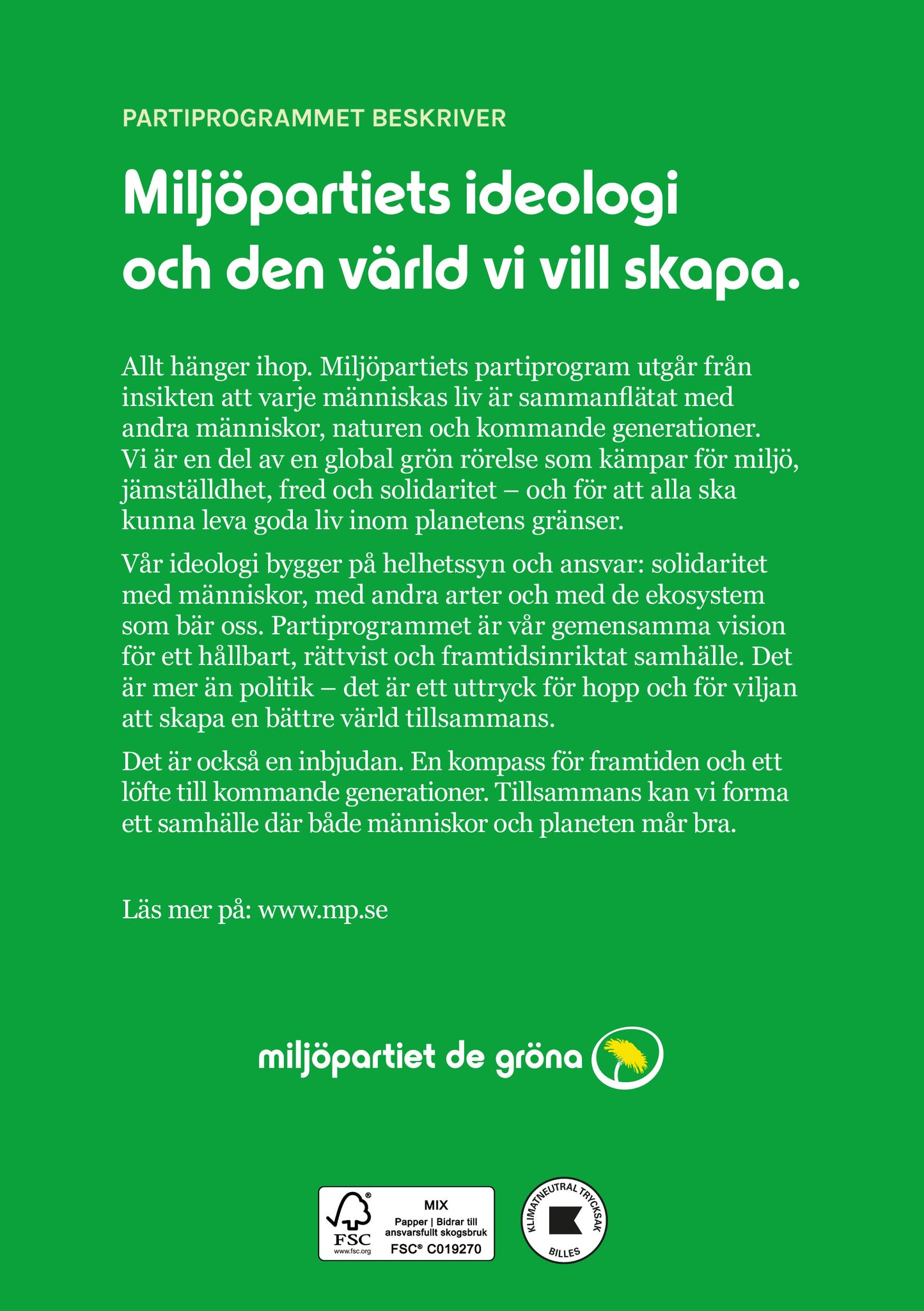 Broschyr Grön ideologi