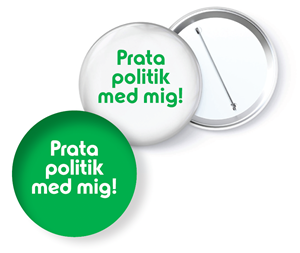 Bild på Knapp  Grön- Prata politik med mig 56 mm